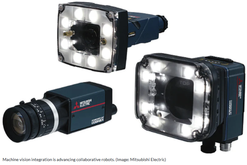 Machine vision integration is advancing collaborative robots. 