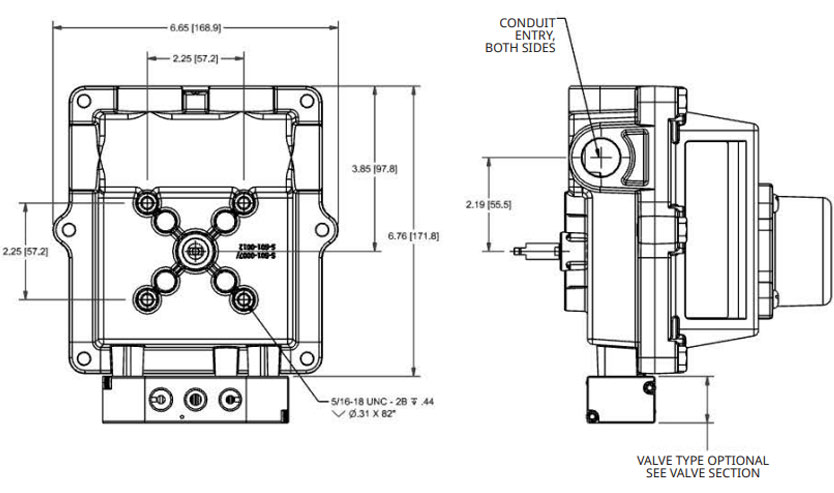DXS Stainless Steel Valve Controller Dimensions