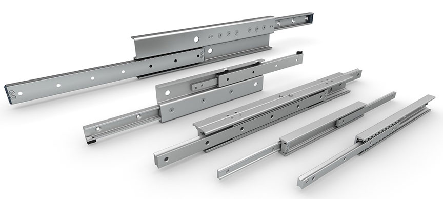 thumbnail image 2 of Furniture Hardware Cabinet Steel Drawer Rail Guide Runner 45mm Width Full Extension Side Mounting Ball Bearing Telescopic Slide 2 of 12