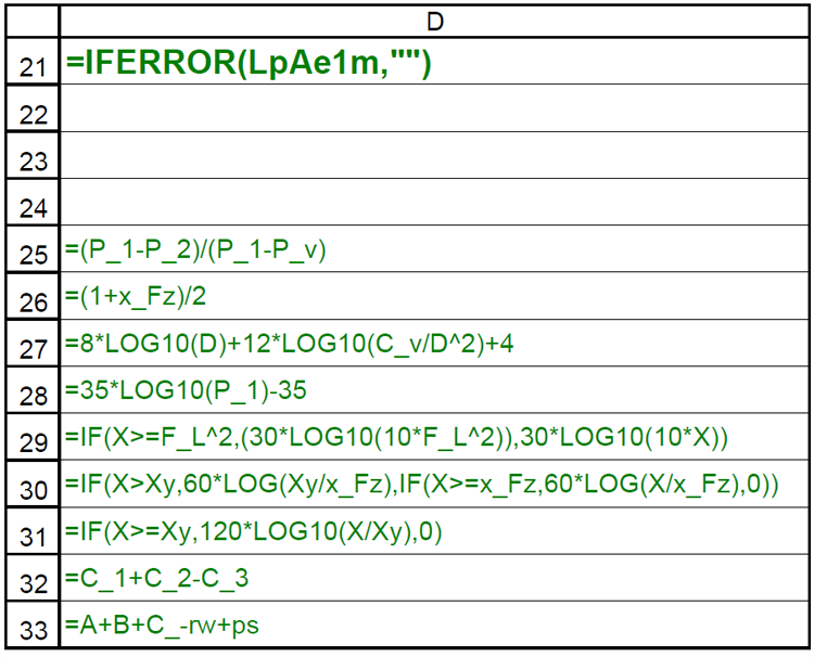 Screen 2 - Formulas for the worksheet