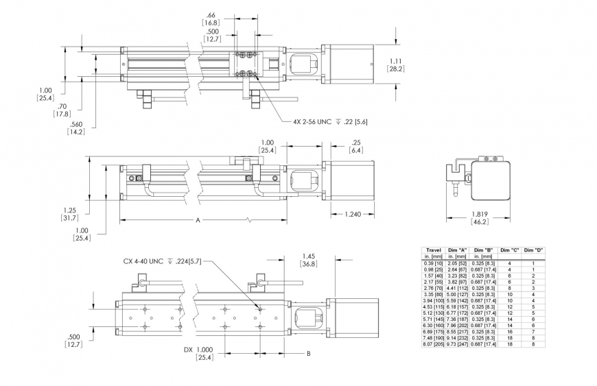 USAutomation Microstage 28 Product Drawing