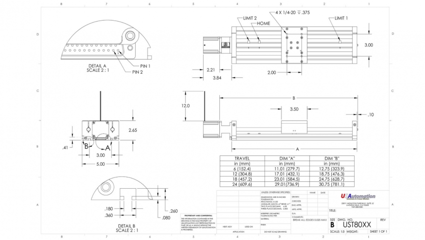 Twintrac Positioning Stage Product Drawing