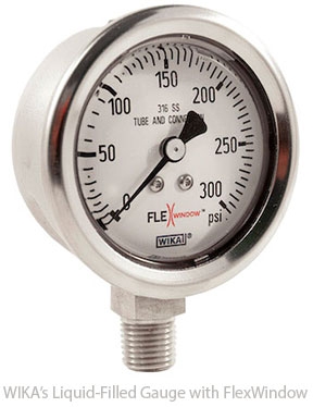 WIKA’s liquid-filled gauge with FlexWindow