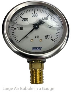 large air bubble in a gauge